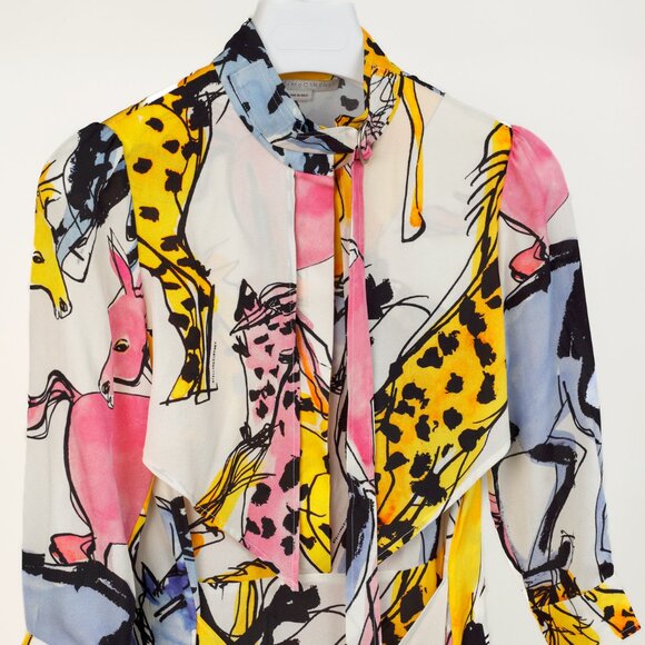 Stella McCartney Resort 2020 Kaela White Horse-Print High-Neck Midi Dress - Picture 4 of 14